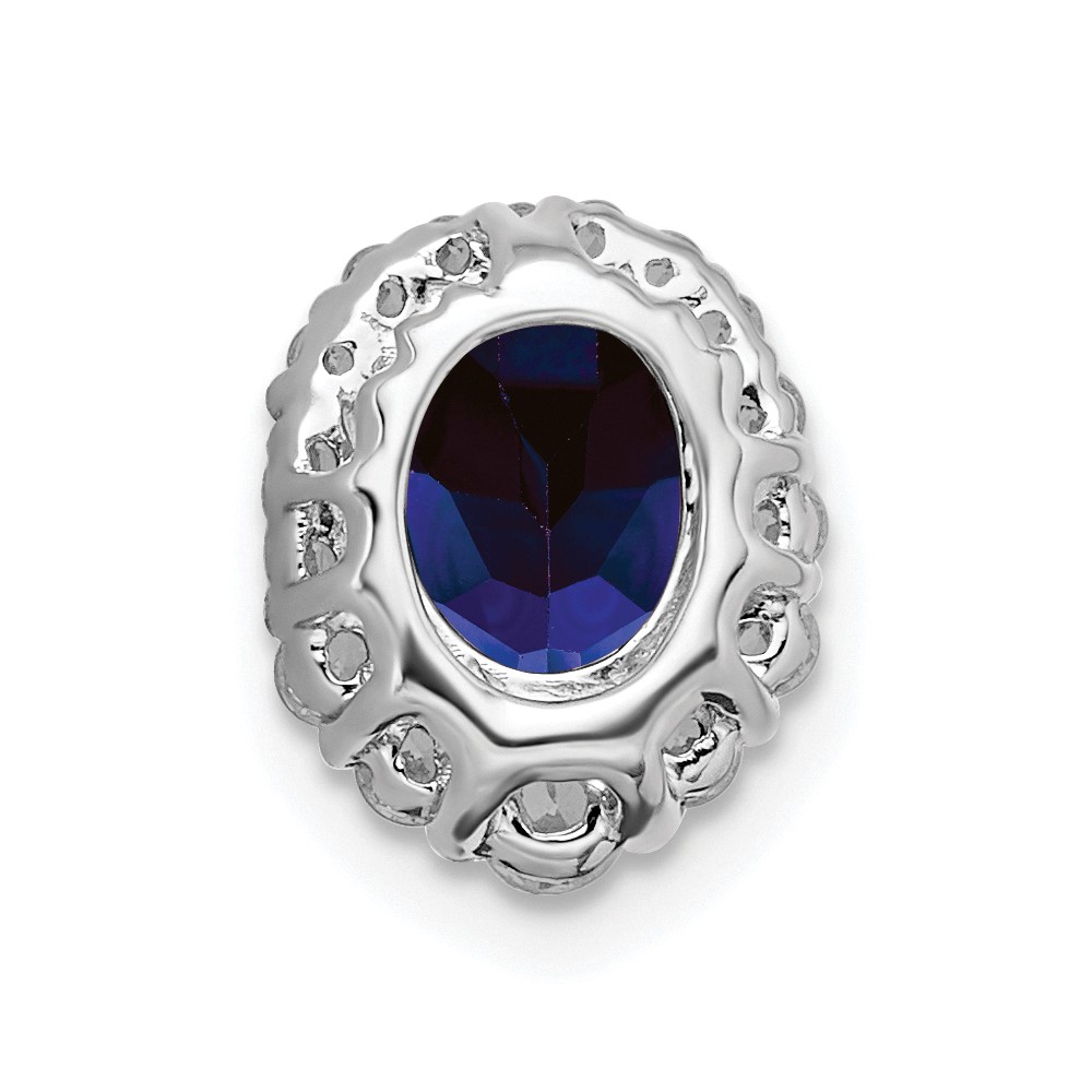 14k White Gold 1/3 carat Lab Grown Diamond VS/SI+ G+ and Lab Created Blue Sapphire Halo Chain Slide Pendant (PM7050-CSA-033-WLG)