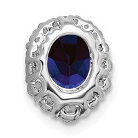 14K White Gold 0.33 Carat Lab Grown Diamond VS SI+ G+ and Lab Created Blue Sapphire Halo Chain Slide Pendant view 2