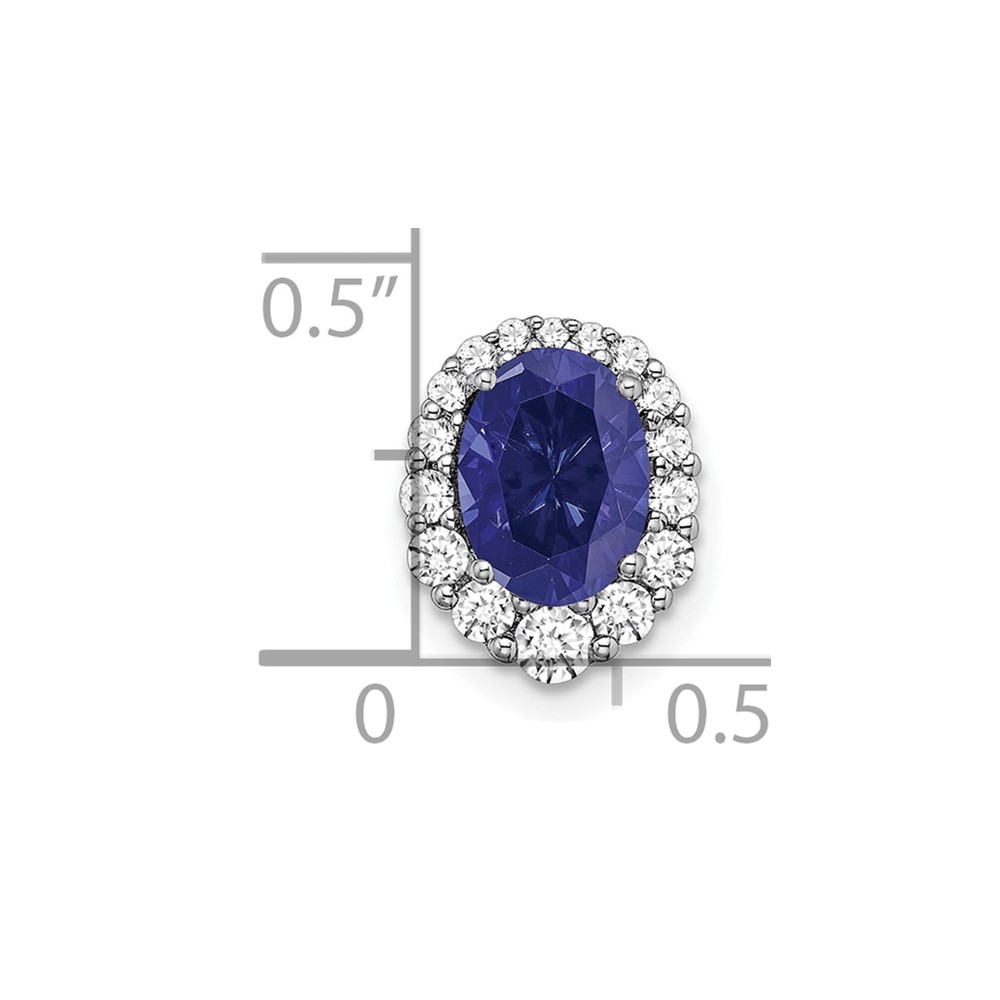 14k White Gold 1/3 carat Lab Grown Diamond VS/SI+ G+ and Lab Created Blue Sapphire Halo Chain Slide Pendant (PM7050-CSA-033-WLG)