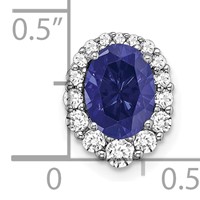14K White Gold 0.33 Carat Lab Grown Diamond VS SI+ G+ and Lab Created Blue Sapphire Halo Chain Slide Pendant view 3
