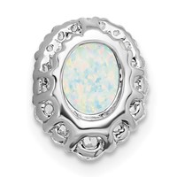 Pure Serenity 14K White Gold 0.33 Carat Lab Grown Diamond VS SI+ G+ and Lab Created Opal Chain Slide view 2