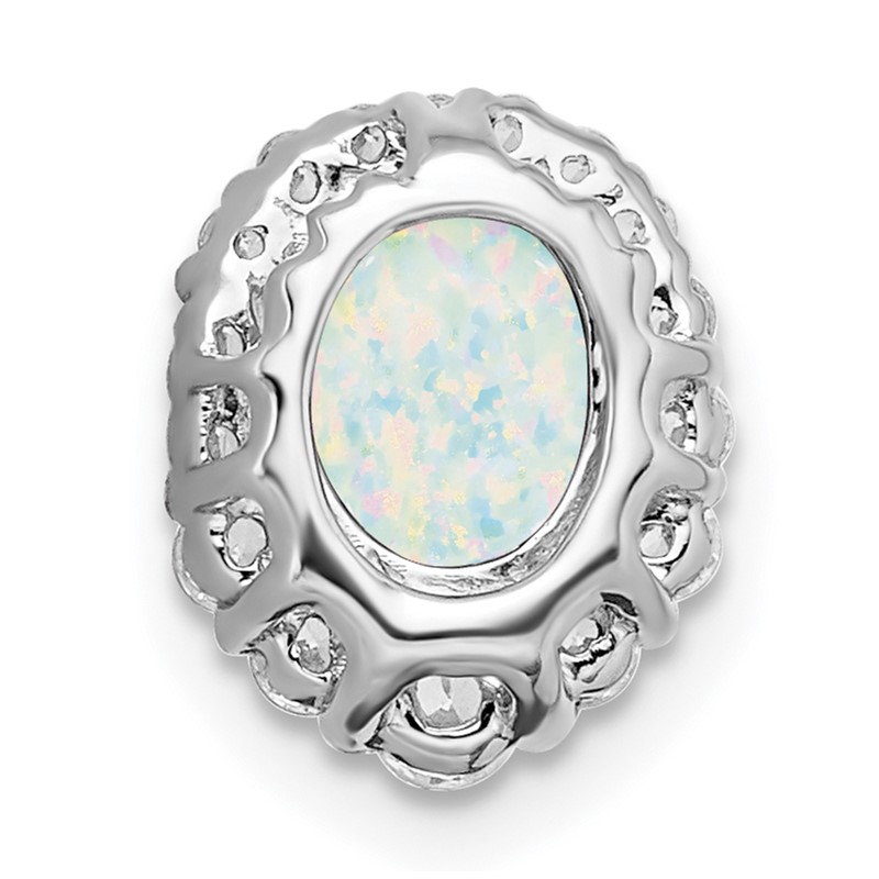 Pure Serenity 14k White Gold 1/3 carat Lab Grown Diamond VS/SI+ G+ and Lab Created Opal Chain Slide
