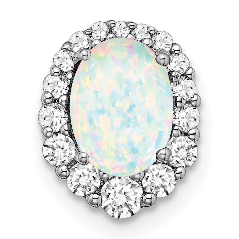Pure Serenity 14k White Gold 1/3 carat Lab Grown Diamond VS/SI+ G+ and Lab Created Opal Chain Slide (PM7050-COP-033-WLG)