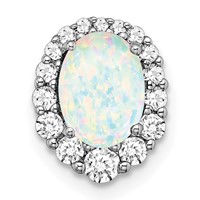 Pure Serenity 14K White Gold 0.33 Carat Lab Grown Diamond VS SI+ G+ and Lab Created Opal Chain Slide view 1