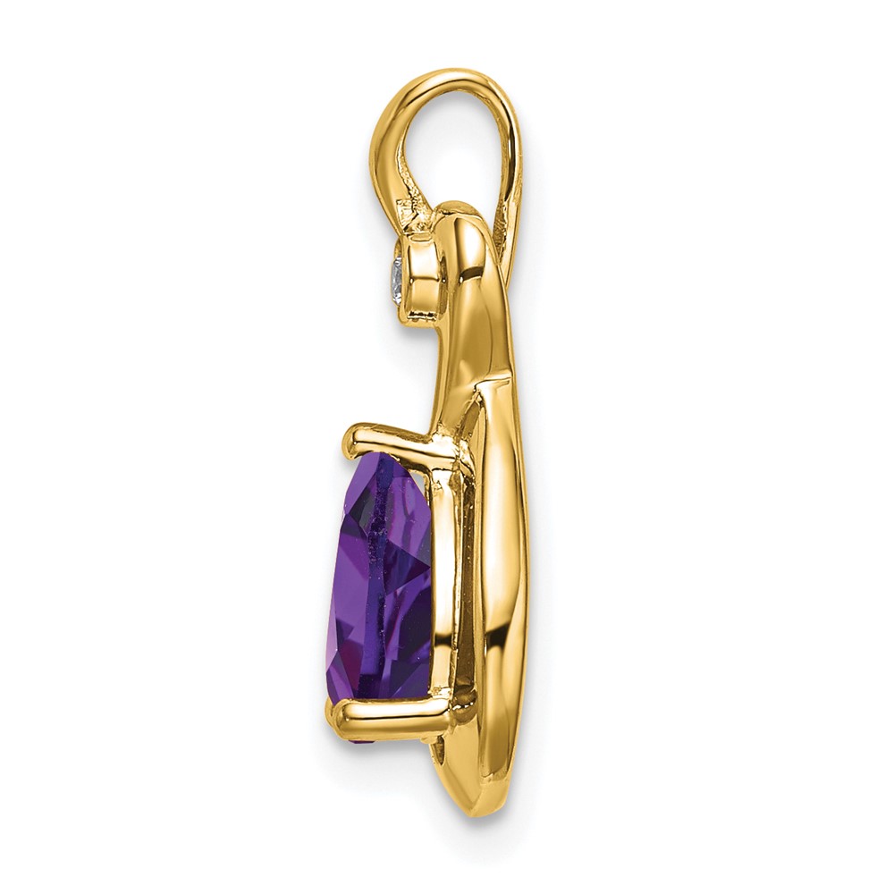 10k Pear Amethyst and Diamond Pendant (PM7055-AM-002-1YA)
