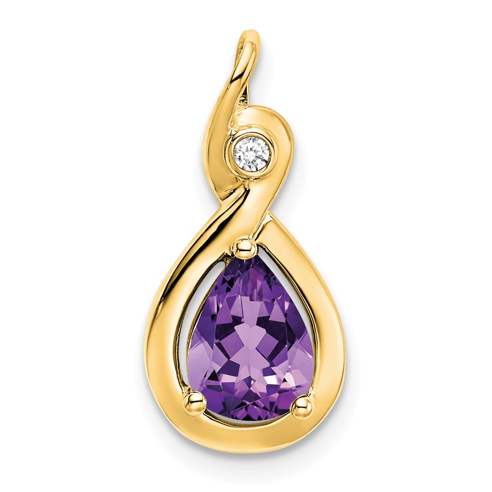10k Pear Amethyst and Diamond Pendant (PM7055-AM-002-1YA)
