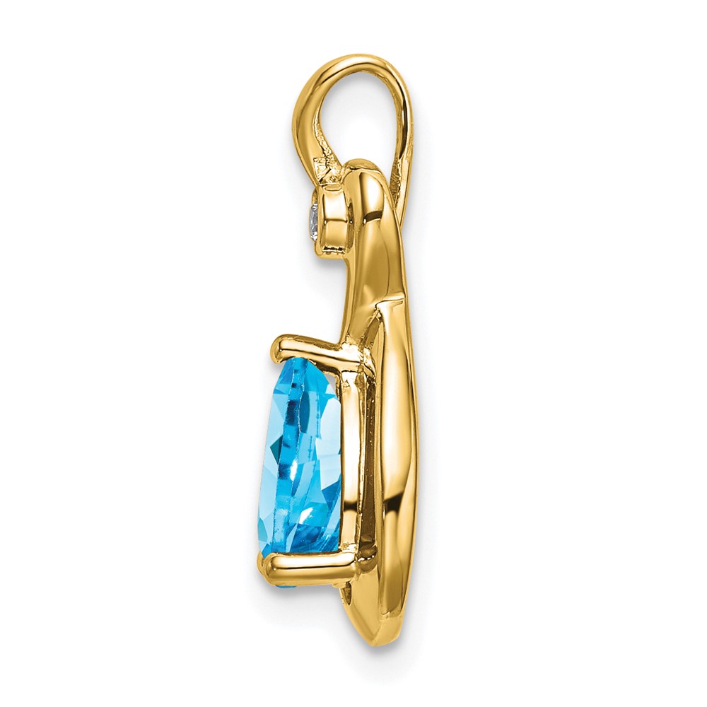 14k Pear Blue Topaz and Diamond Pendant (PM7055-BT-002-YA)