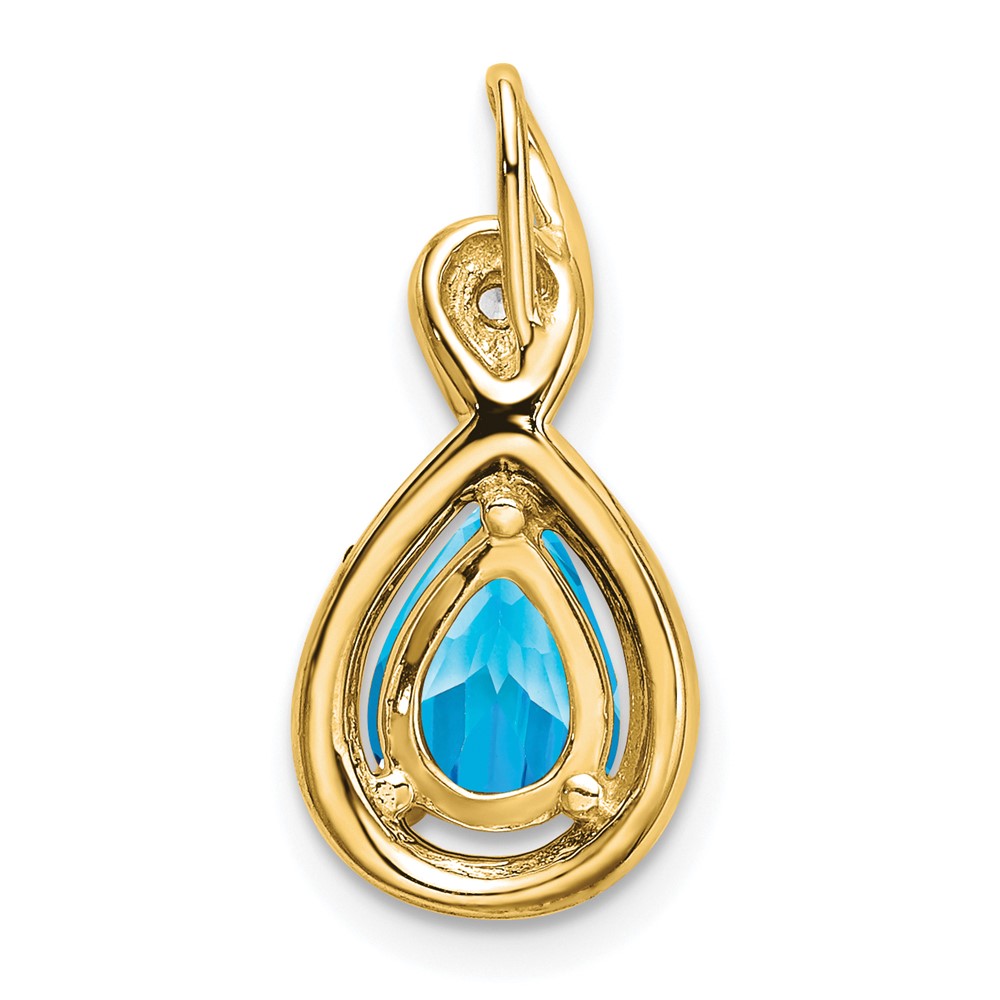 14k Pear Blue Topaz and Diamond Pendant (PM7055-BT-002-YA)
