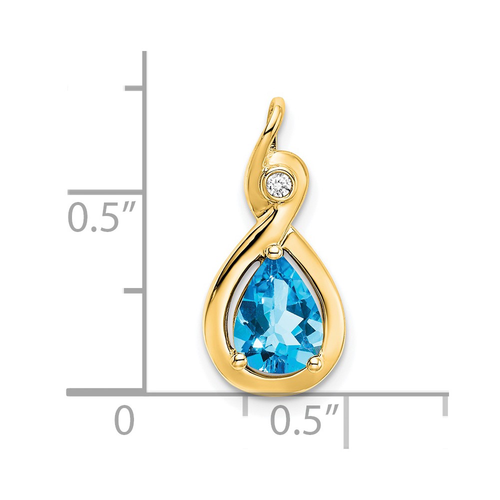 14k Pear Blue Topaz and Diamond Pendant (PM7055-BT-002-YA)