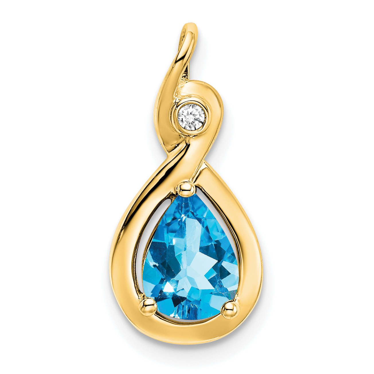 14k Pear Blue Topaz and Diamond Pendant (PM7055-BT-002-YA)