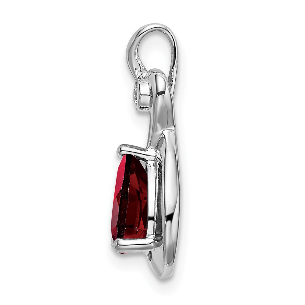 14k White Gold Pear Garnet and Diamond Pendant (PM7055-GA-002-WA)