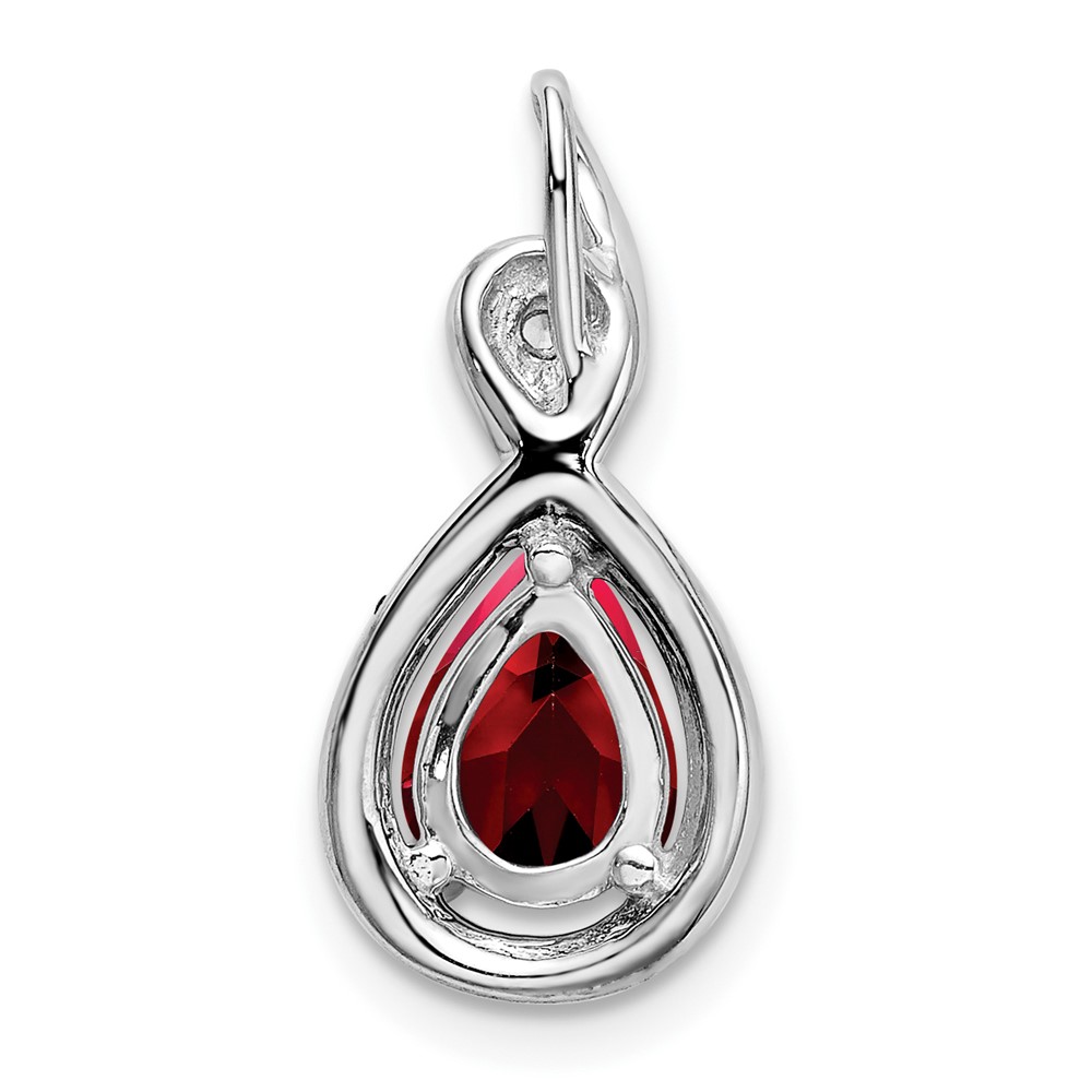 14k White Gold Pear Garnet and Diamond Pendant (PM7055-GA-002-WA)