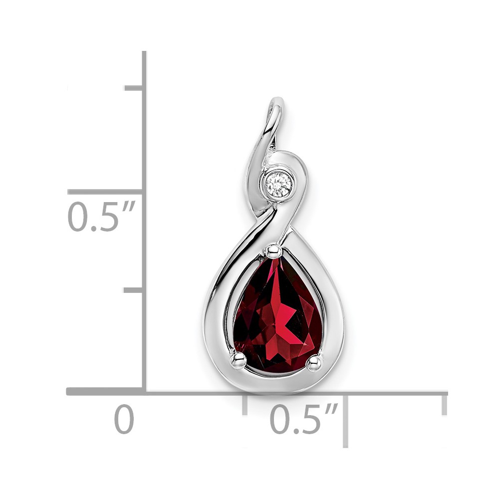 14k White Gold Pear Garnet and Diamond Pendant (PM7055-GA-002-WA)