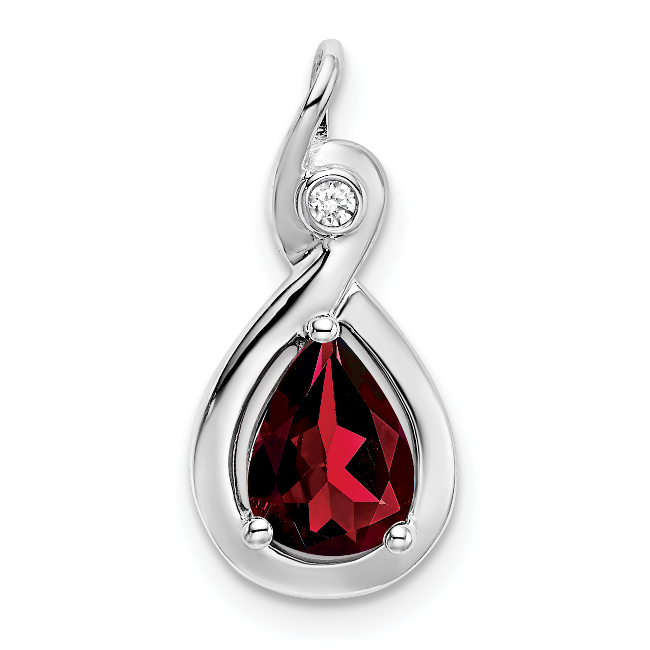 14k White Gold Pear Garnet and Diamond Pendant (PM7055-GA-002-WA)