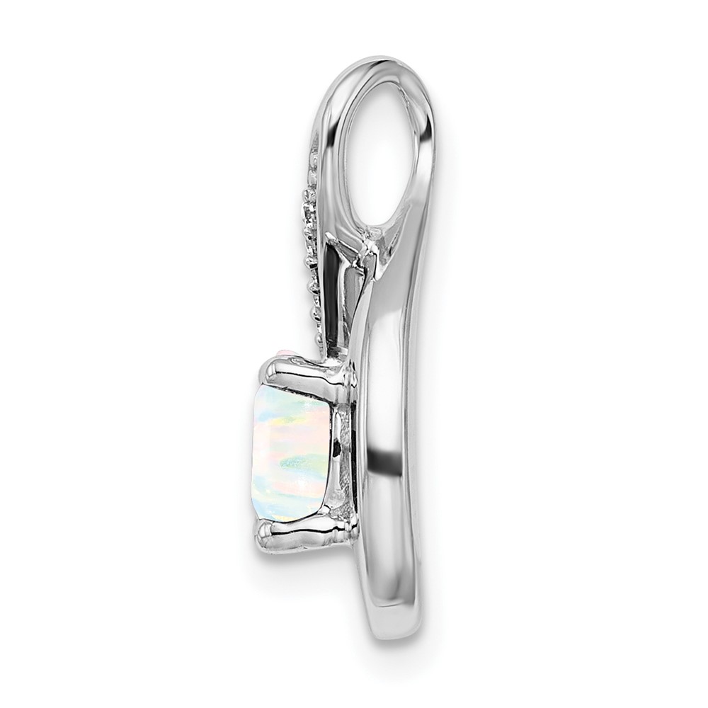 14k White Gold Created Opal and Diamond Pendant (PM7056-OP-003-WA)