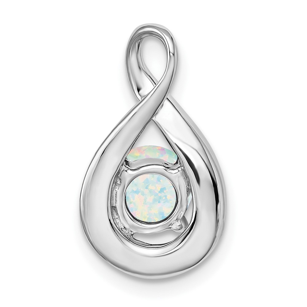 14k White Gold Created Opal and Diamond Pendant (PM7056-OP-003-WA)