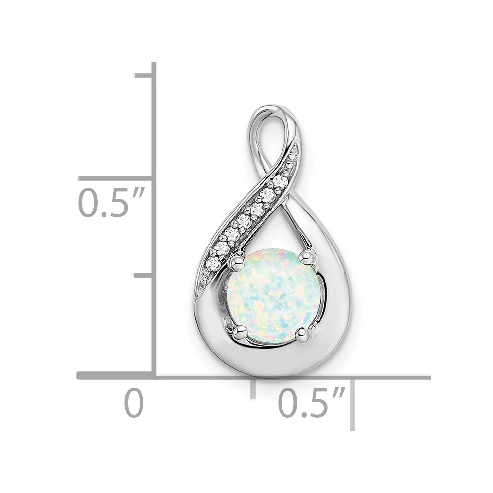 14k White Gold Created Opal and Diamond Pendant (PM7056-OP-003-WA)