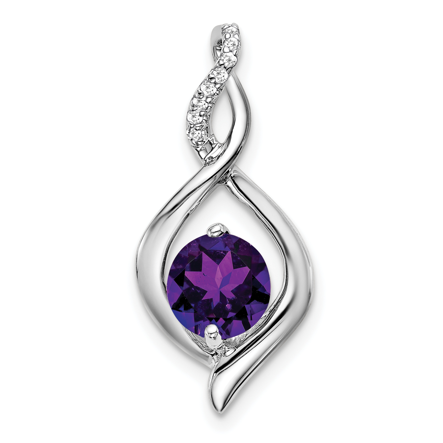 14k White Gold Amethyst and Diamond Pendant (PM7057-AM-004-WA)