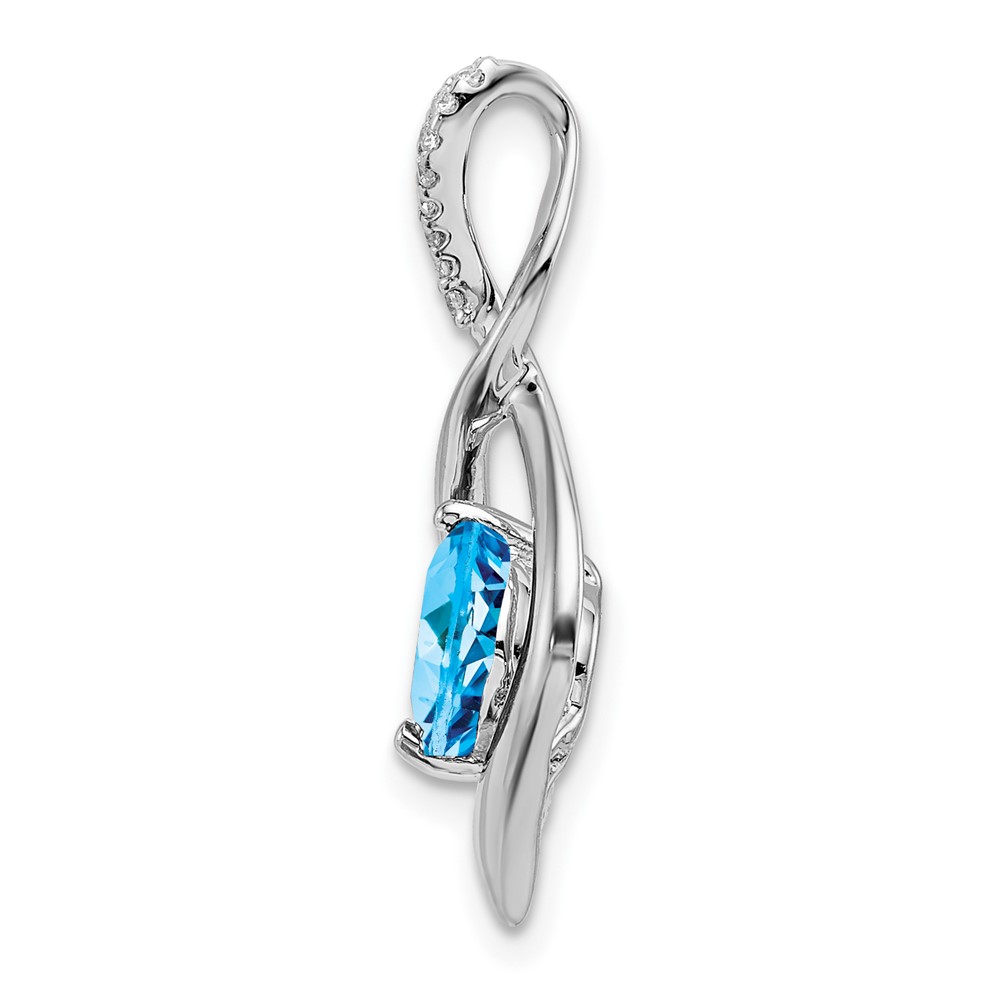 14k White Gold Blue Topaz and Diamond Pendant (PM7057-BT-004-WA)