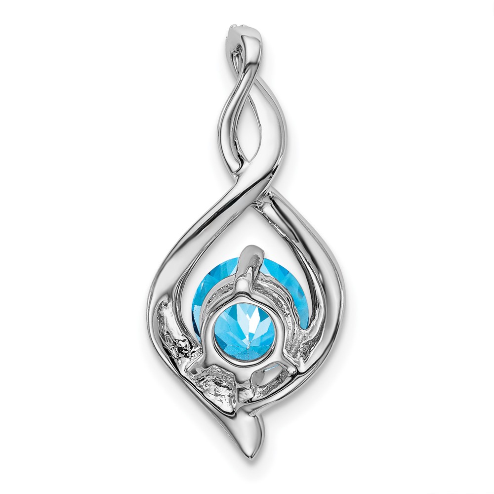 14k White Gold Blue Topaz and Diamond Pendant (PM7057-BT-004-WA)