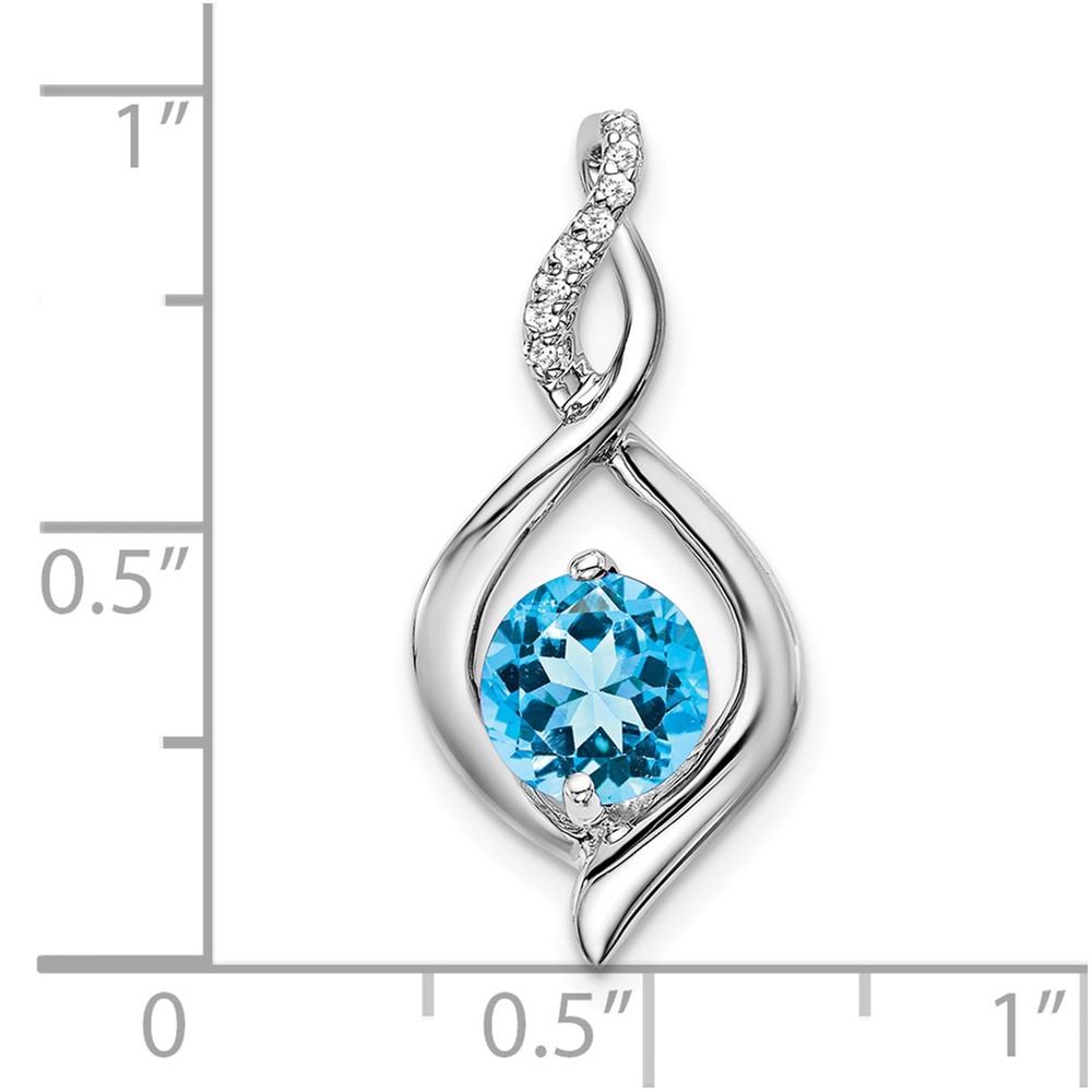 14k White Gold Blue Topaz and Diamond Pendant (PM7057-BT-004-WA)