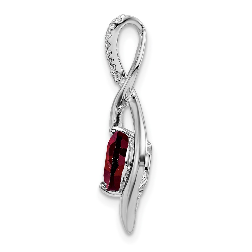 14k White Gold Garnet and Diamond Pendant (PM7057-GA-004-WA)