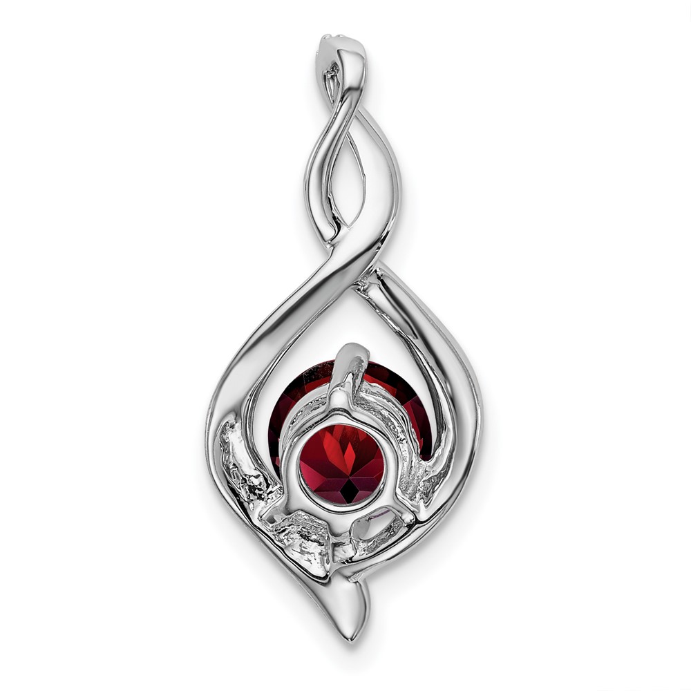 14k White Gold Garnet and Diamond Pendant (PM7057-GA-004-WA)