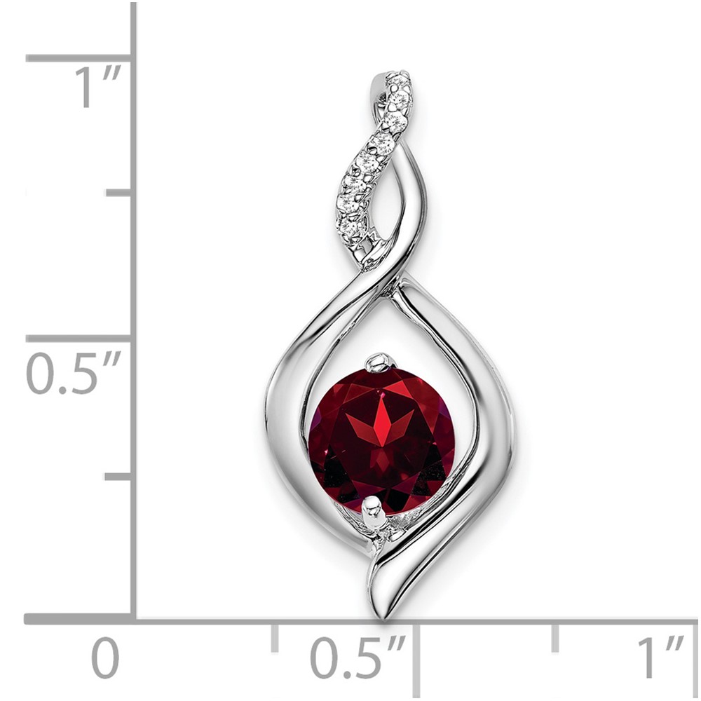 14k White Gold Garnet and Diamond Pendant (PM7057-GA-004-WA)