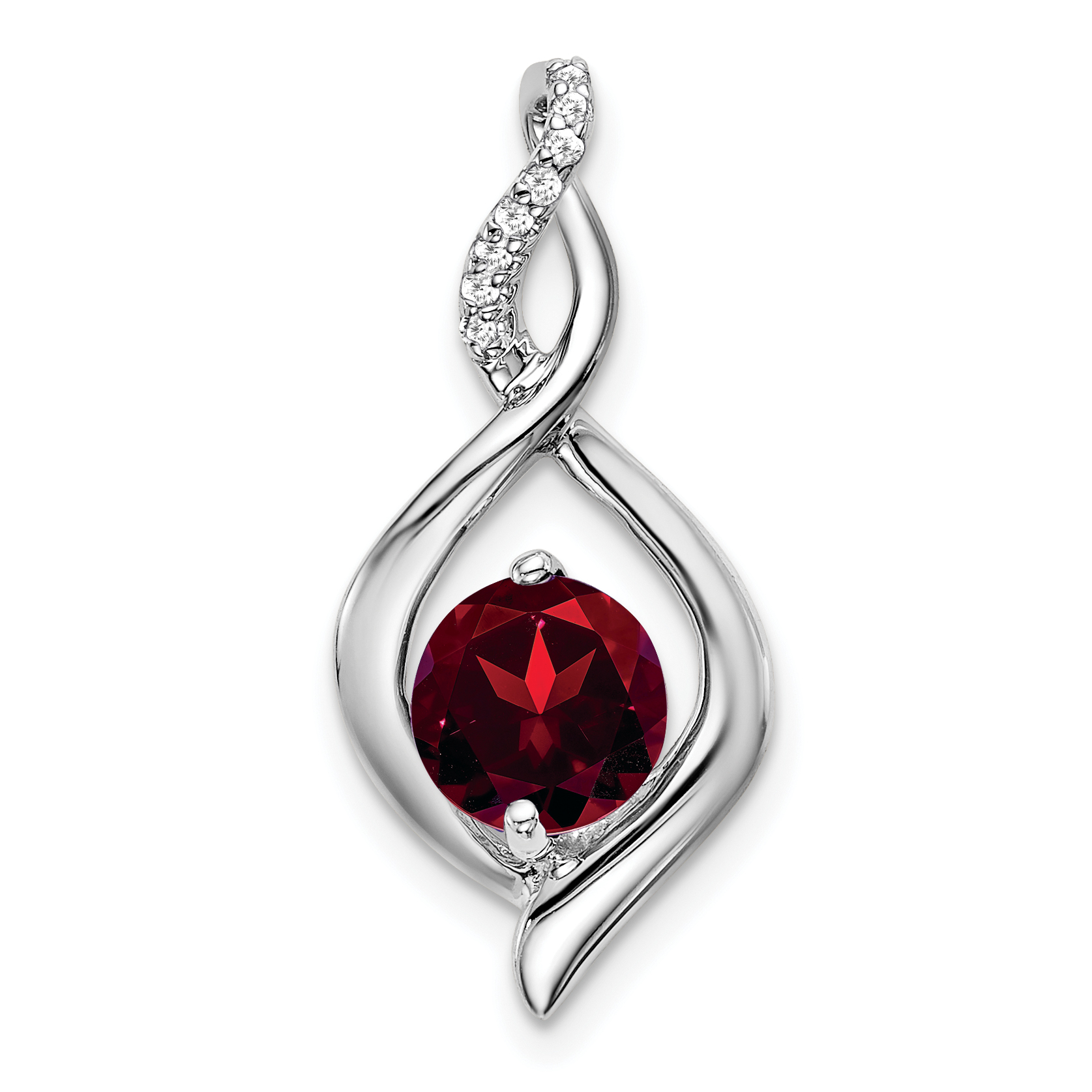 14k White Gold Garnet and Diamond Pendant (PM7057-GA-004-WA)
