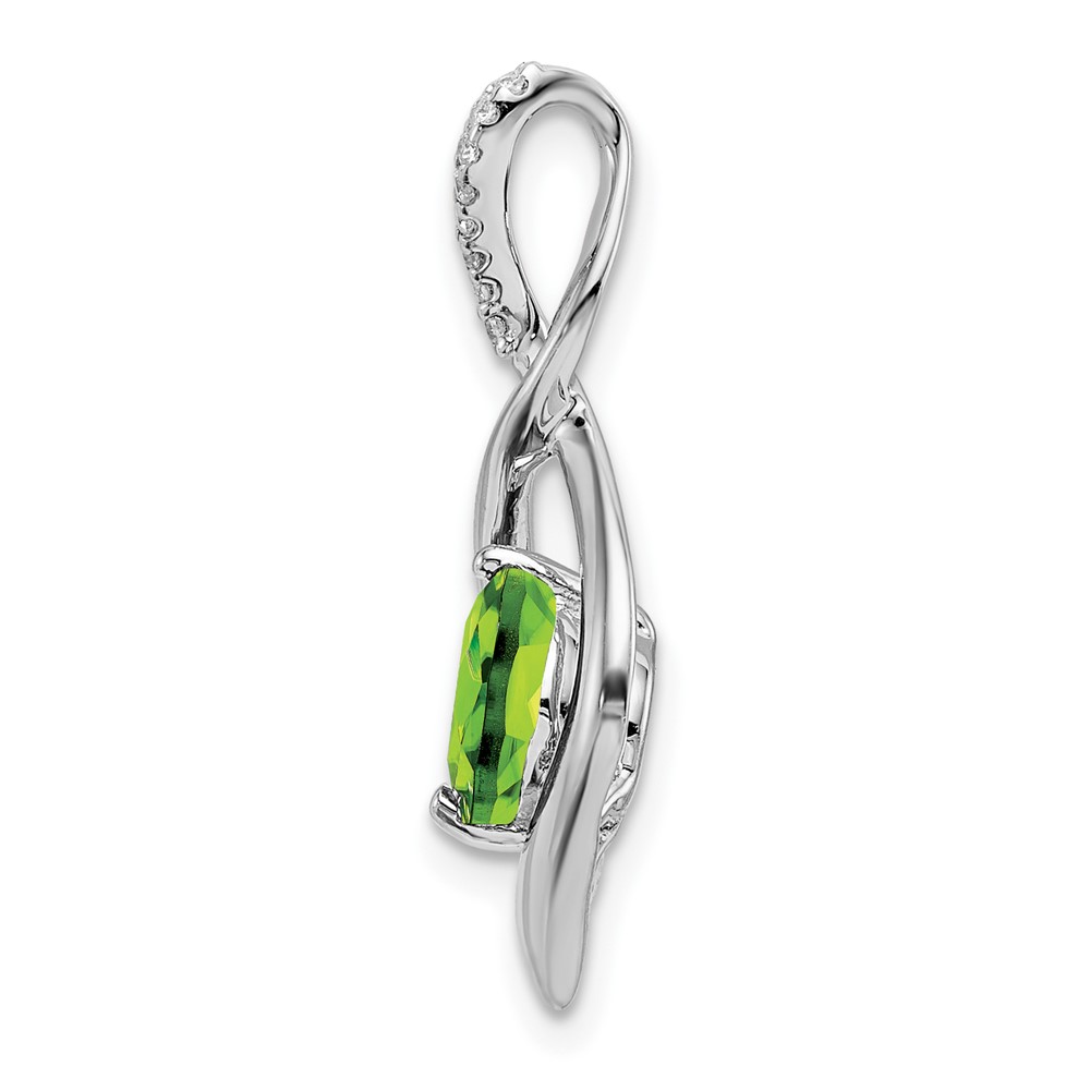 14k White Gold Peridot and Diamond Pendant (PM7057-PE-004-WA)