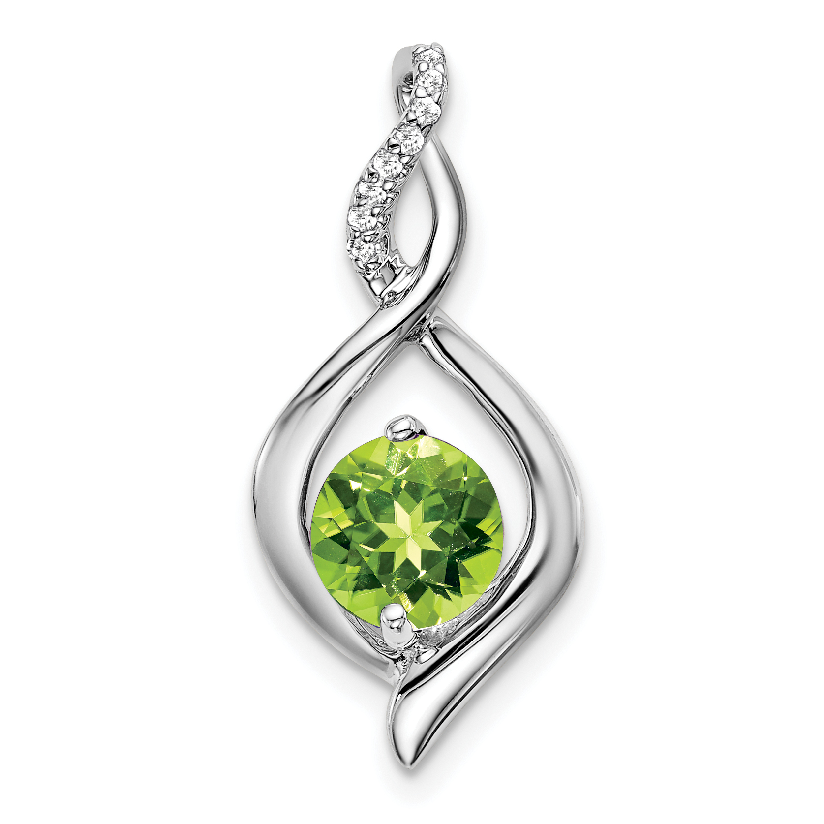 14k White Gold Peridot and Diamond Pendant (PM7057-PE-004-WA)