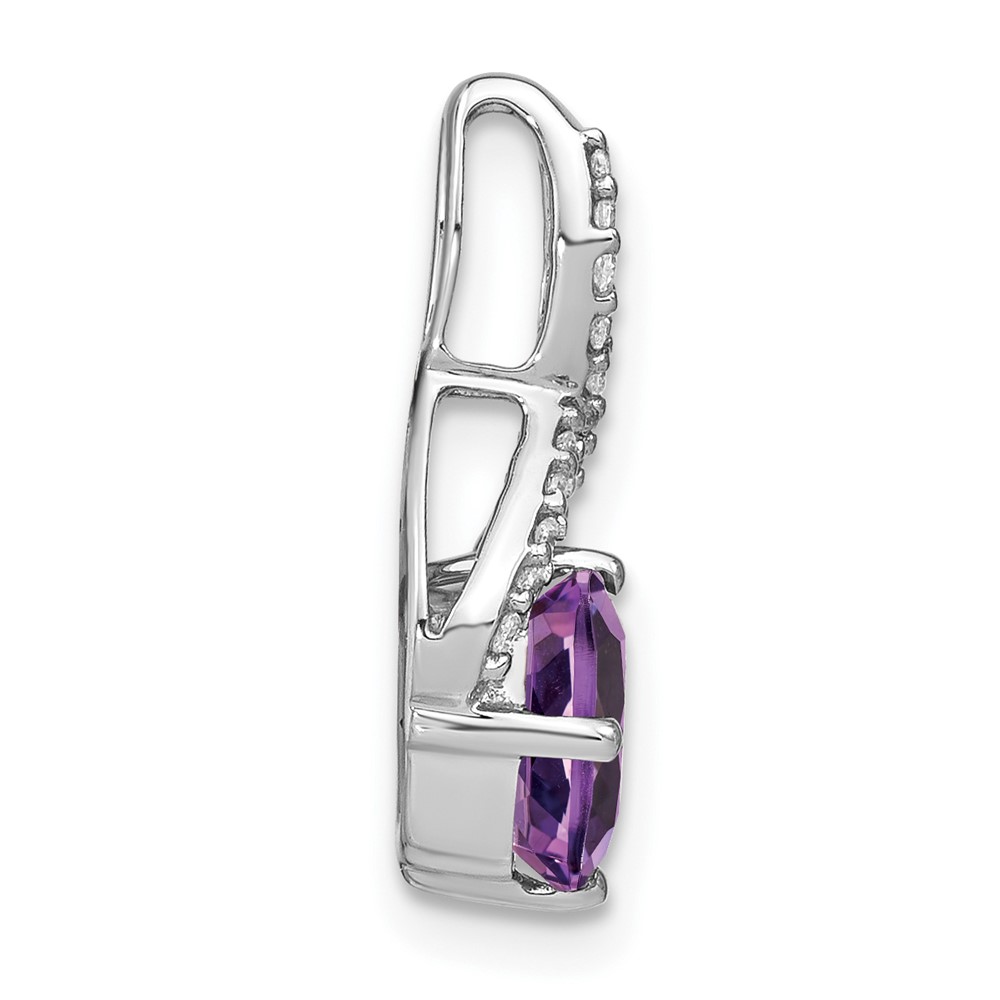 14k White Gold Cushion Amethyst and Diamond Pendant (PM7059-AM-010-WA)