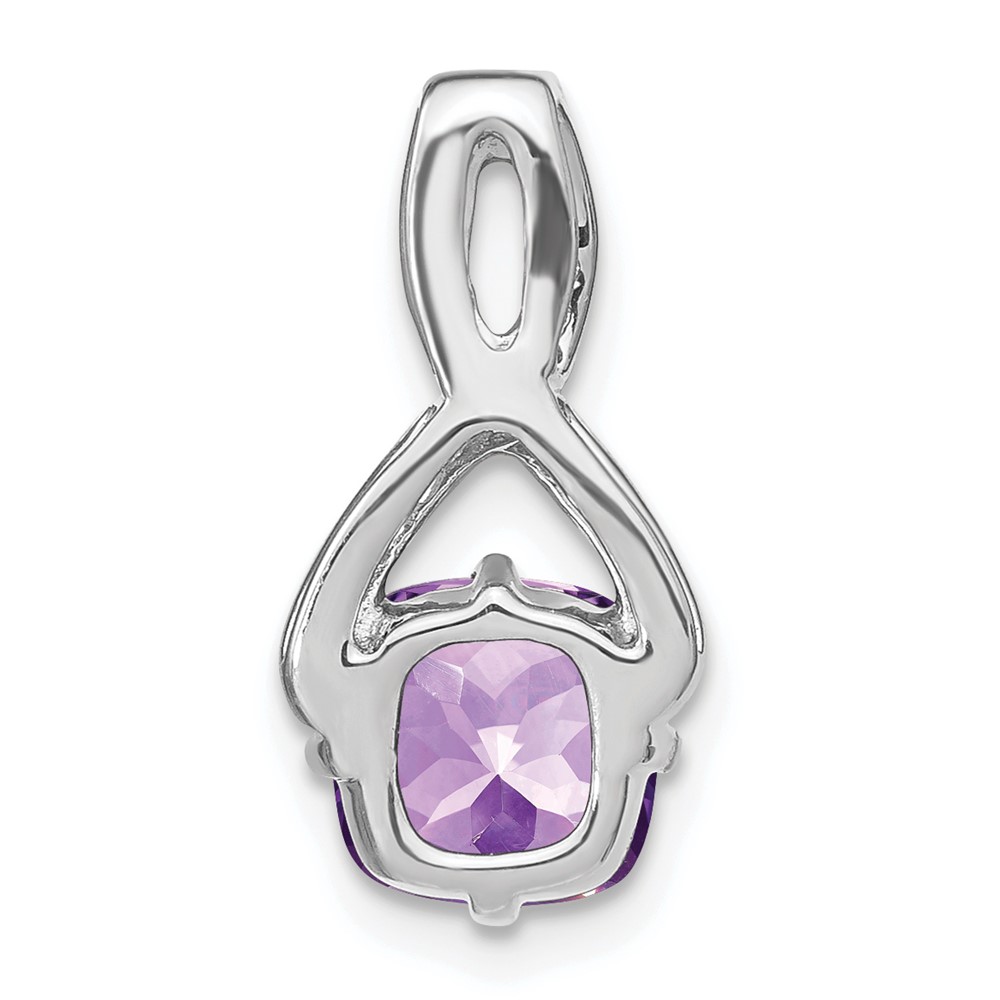 14k White Gold Cushion Amethyst and Diamond Pendant (PM7059-AM-010-WA)