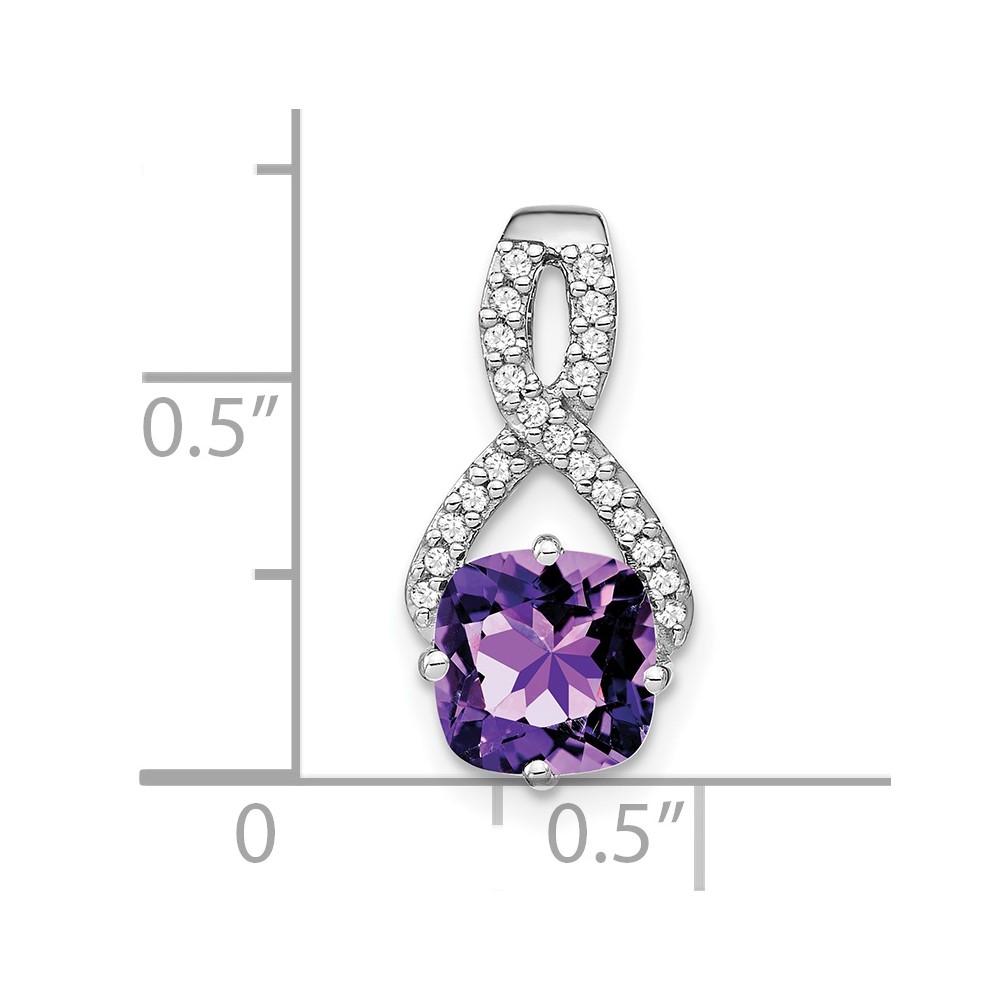 14k White Gold Cushion Amethyst and Diamond Pendant (PM7059-AM-010-WA)