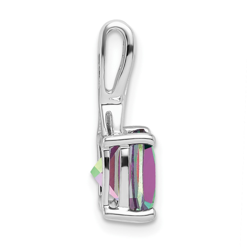 14k White Gold Cushion Mystic Fire Topaz and Diamond Pendant (PM7062-FT-002-WA)
