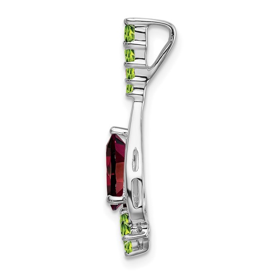 14k White Gold 8x5mm Pear Garnet and Peridot Pendant
