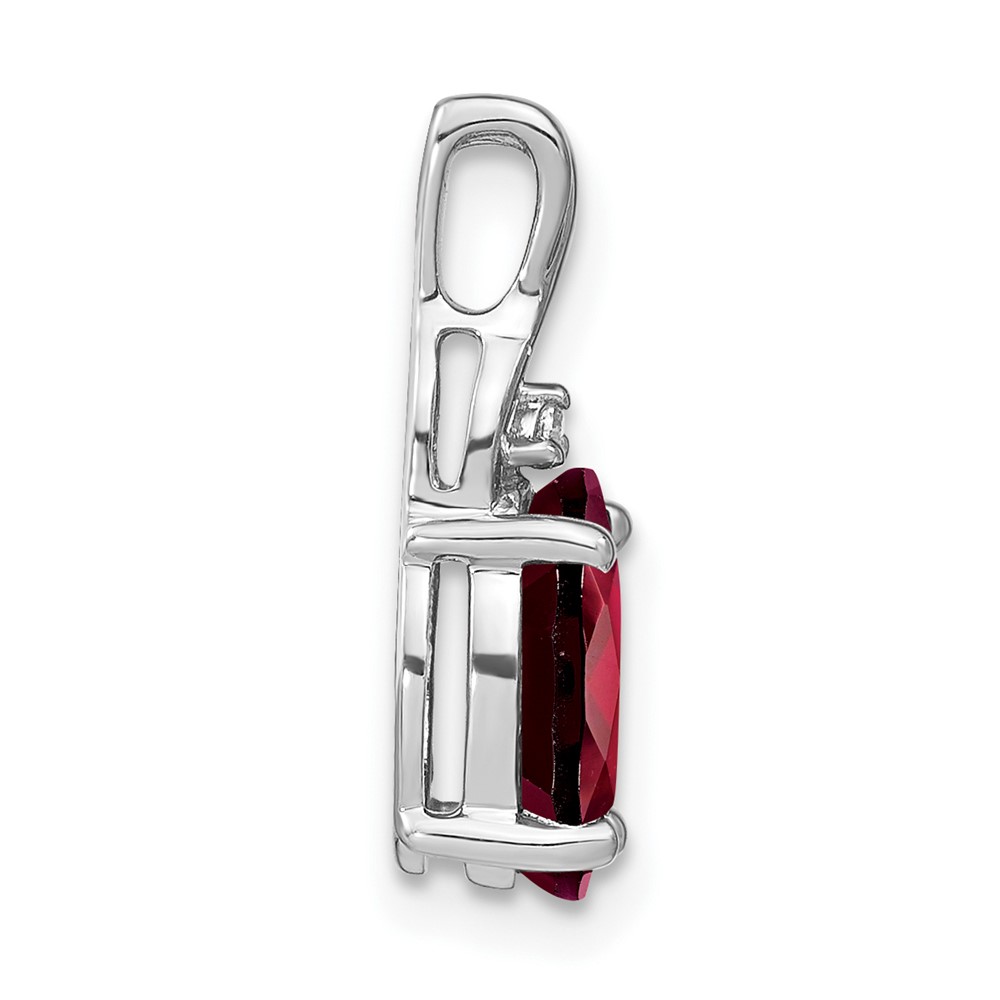 14k White Gold Oval Garnet and Diamond Pendant (PM7075-GA-001-WA)