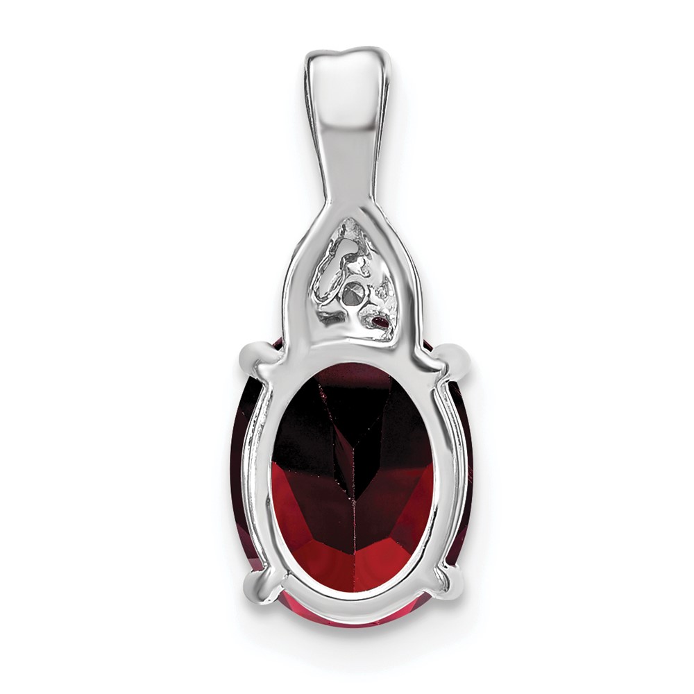 14k White Gold Oval Garnet and Diamond Pendant (PM7075-GA-001-WA)
