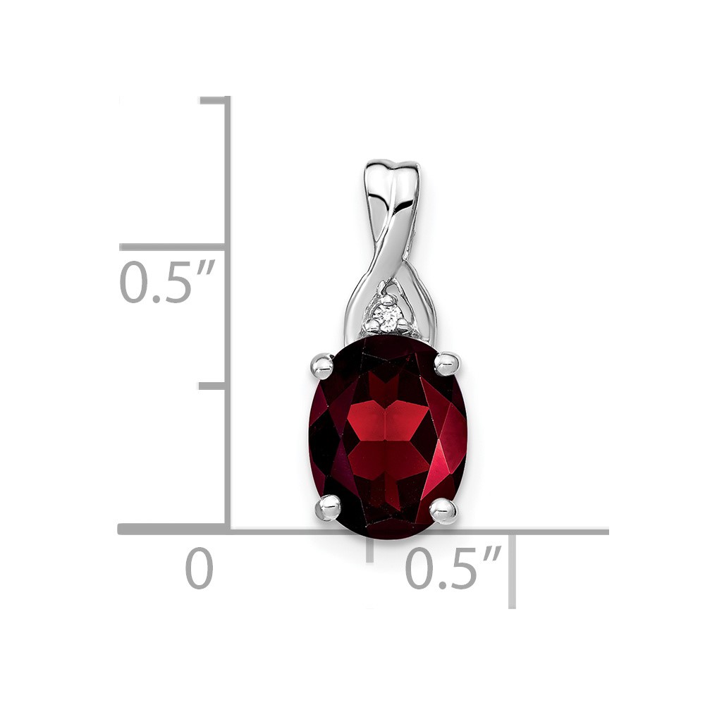 14k White Gold Oval Garnet and Diamond Pendant (PM7075-GA-001-WA)