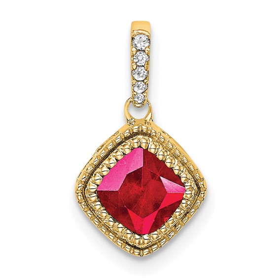 Cushion Gemstone & Diamond Pendants