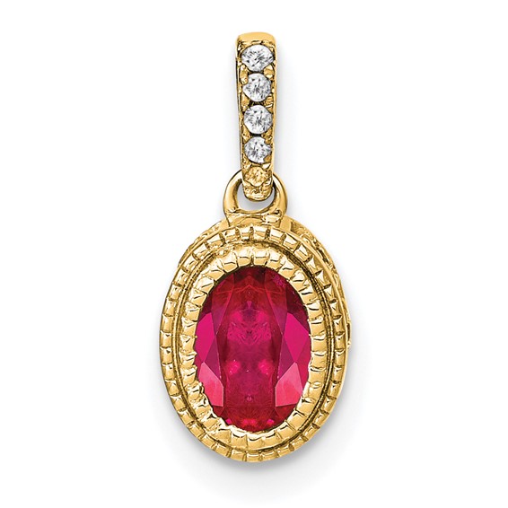 Oval Gemstone & Diamond Pendants
