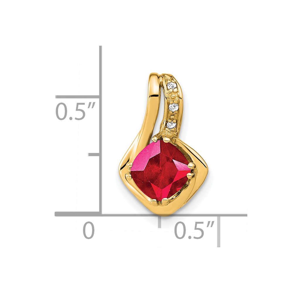 14k Cushion Lab Created Ruby and Diamond Chain Slide (PM7117-RU-002-YA)