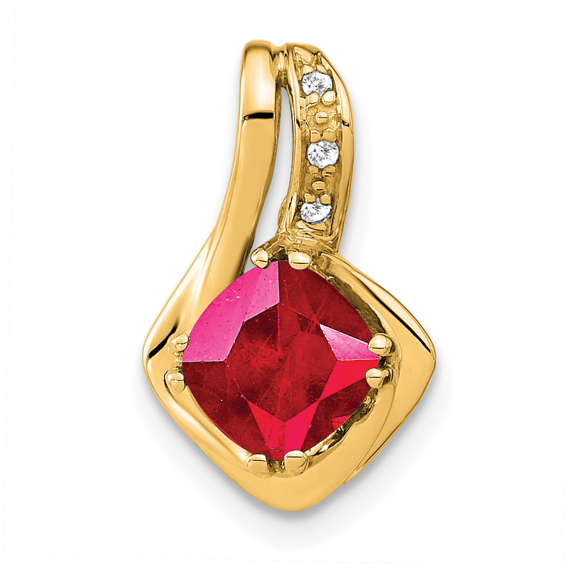 14k Cushion Lab Created Ruby and Diamond Chain Slide (PM7117-RU-002-YA)