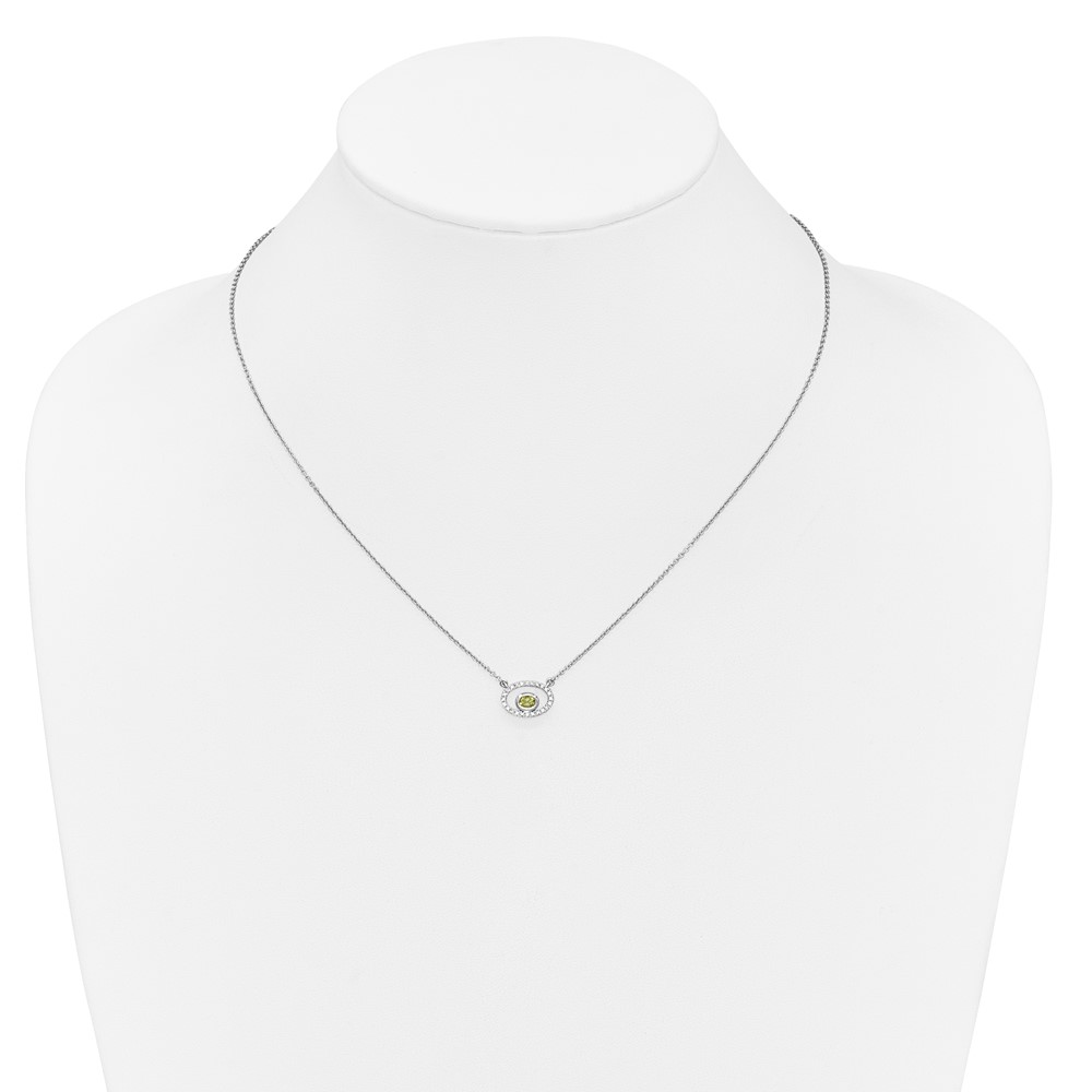 14k White Gold Oval Peridot and Diamond 18in. Necklace (PM7135-PE-007-WA)