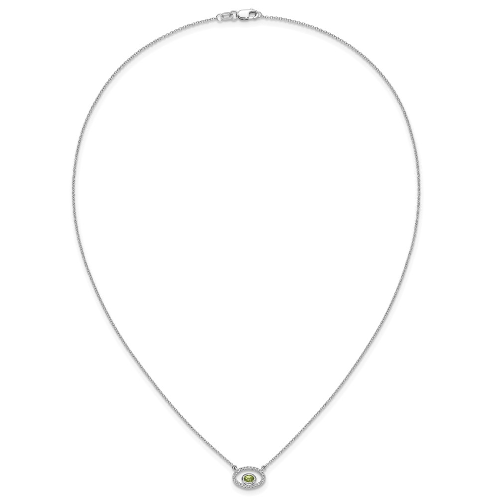 14k White Gold Oval Peridot and Diamond 18in. Necklace (PM7135-PE-007-WA)