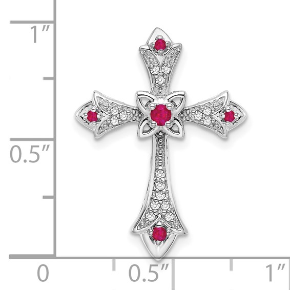 Gemstone & Diamond Fleur de Lis Cross Chain Slides