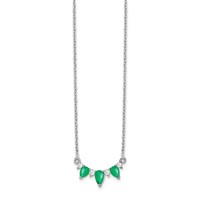 14K White Gold 0.12 Carat Lab Grown Diamond VS SI+ G+ and Created Emerald Complete Necklace, 18" view 2