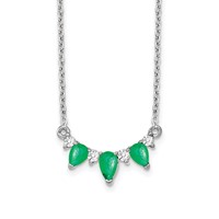 14K White Gold 0.12 Carat Lab Grown Diamond VS SI+ G+ and Created Emerald Complete Necklace, 18" view 1