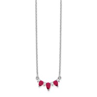 14K White Gold 0.12 Carat Lab Grown Diamond VS SI+ G+ and Created Ruby Complete Necklace, 18" view 2