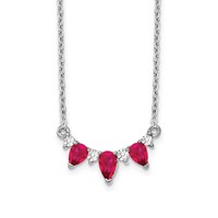 14K White Gold 0.12 Carat Lab Grown Diamond VS SI+ G+ and Created Ruby Complete Necklace, 18" view 1